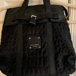Henri Bendel quilted and leather black mini backpack VGUC